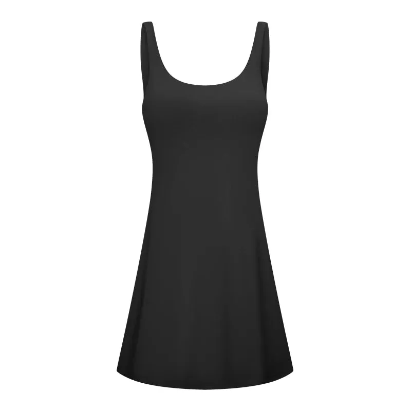 U-Shaped Backless Tennis Dress for Women - Built-in Bra & Shorts