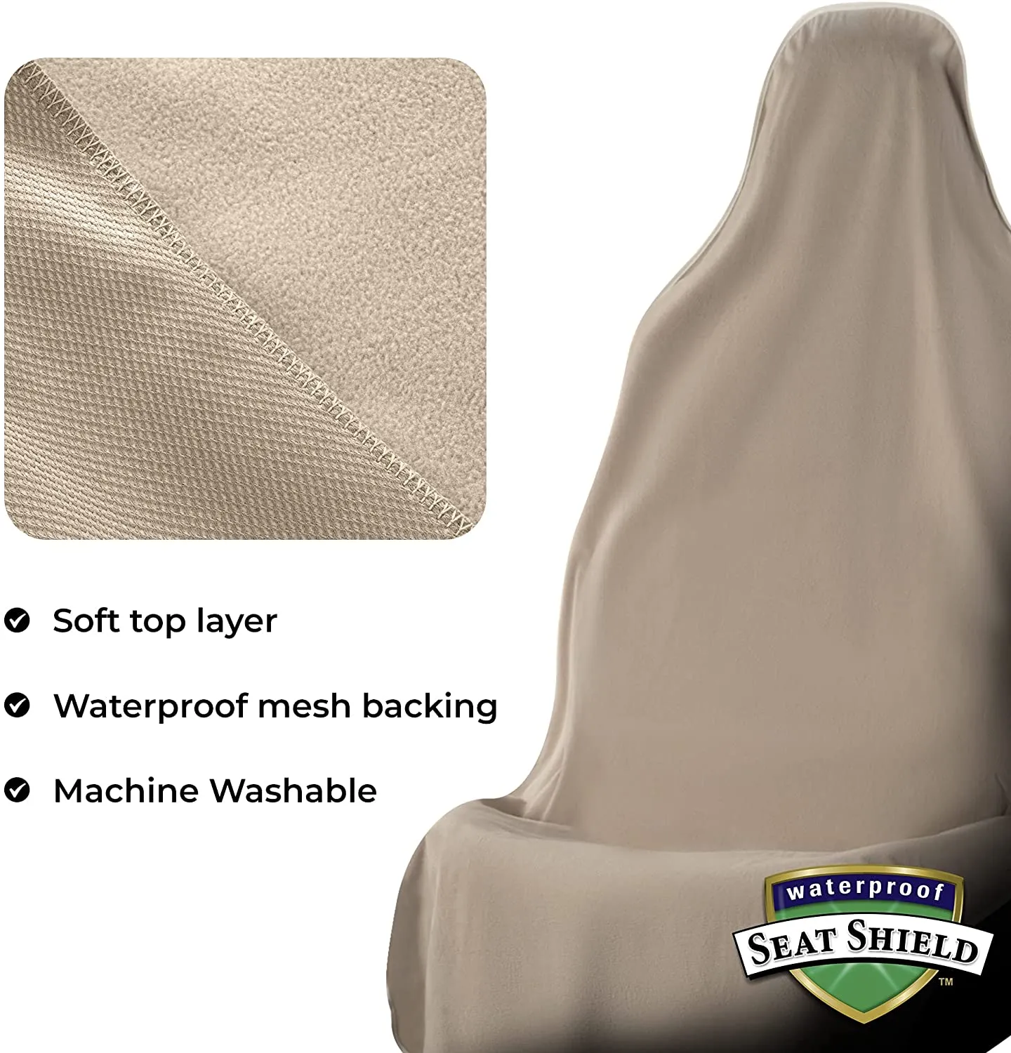UltraSport SeatShield - Waterproof Car Seat Protector - Tan