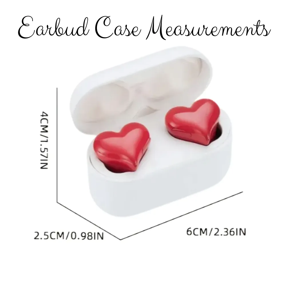 Unique RED Heart Shaped Wireless Ear bud Earphones with Charging Case
