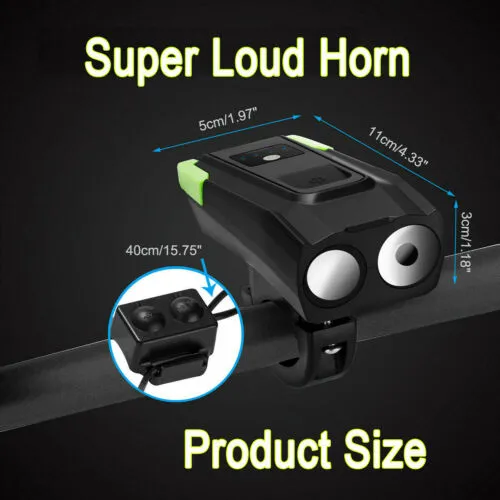 USB Rechargeable LED Bicycle Headlight Bike Head Light Front Lamp Cycling   Horn