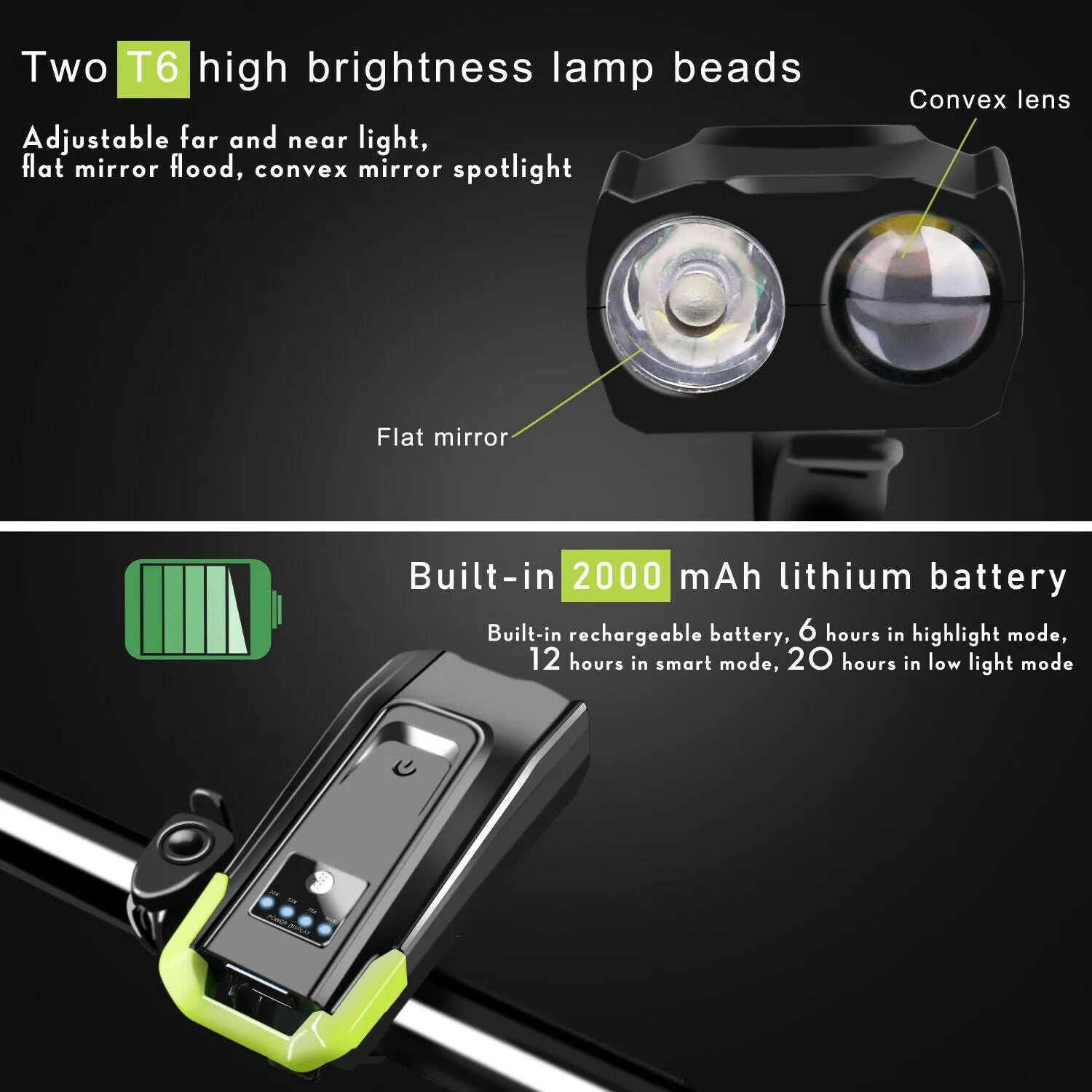 USB Rechargeable LED Bicycle Headlight Bike Head Light Front Lamp Cycling   Horn