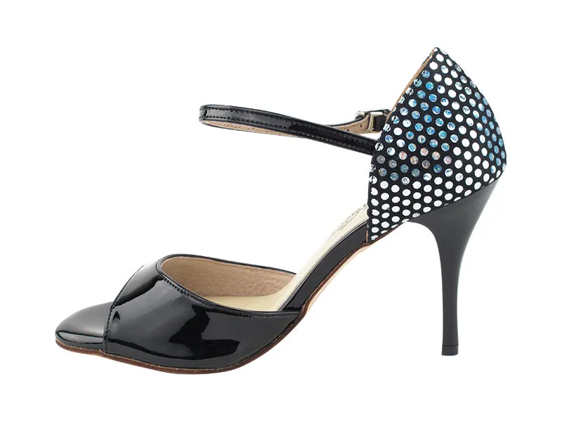 VFTango 001 Black Patent & Silver Polka Dot