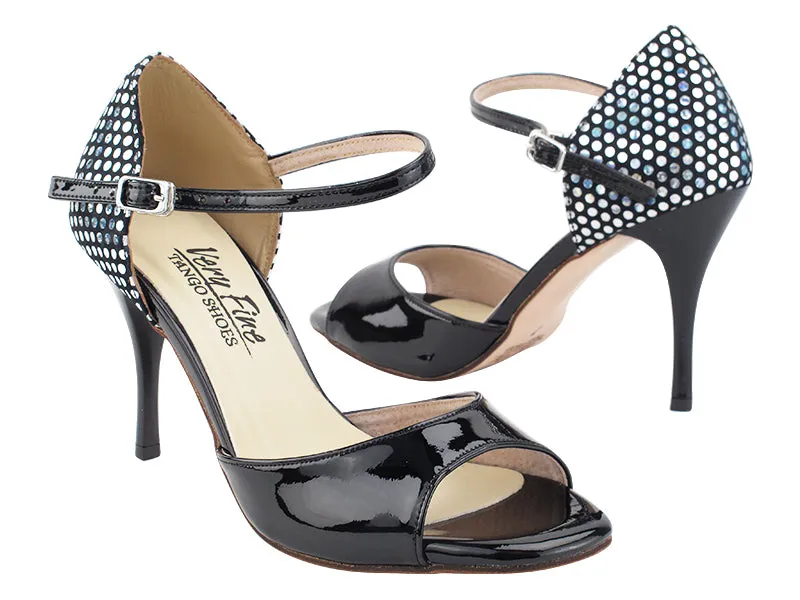 VFTango 001 Black Patent & Silver Polka Dot