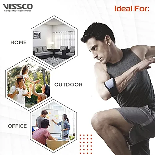Vissco Tennis Elbow Support, Pain Relief Belt, Provides an ideal compression to the strained muscles of the elbow for Men & Women-Put it for Tennis Elbow, Pain & Tenderness of Forearm -Universal(Grey)
