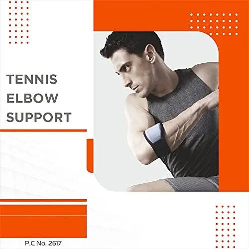 Vissco Tennis Elbow Support, Pain Relief Belt, Provides an ideal compression to the strained muscles of the elbow for Men & Women-Put it for Tennis Elbow, Pain & Tenderness of Forearm -Universal(Grey)