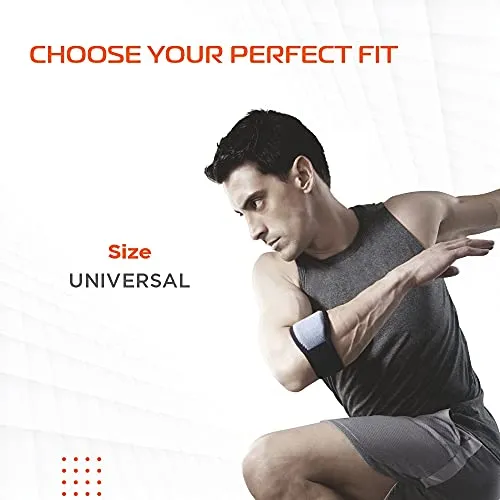 Vissco Tennis Elbow Support, Pain Relief Belt, Provides an ideal compression to the strained muscles of the elbow for Men & Women-Put it for Tennis Elbow, Pain & Tenderness of Forearm -Universal(Grey)
