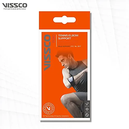 Vissco Tennis Elbow Support, Pain Relief Belt, Provides an ideal compression to the strained muscles of the elbow for Men & Women-Put it for Tennis Elbow, Pain & Tenderness of Forearm -Universal(Grey)