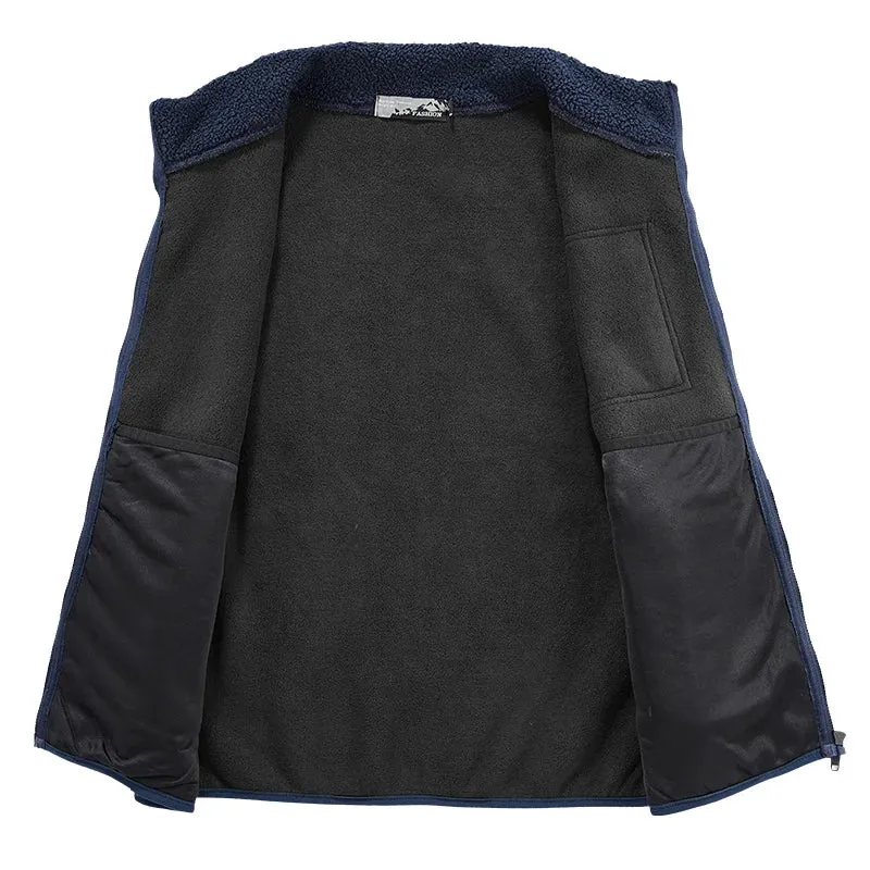 Warm Winter Fleece Vest for Men – Heated, Multi-Pocket Casual Waistcoat for Cycling, Plus Size Options C5