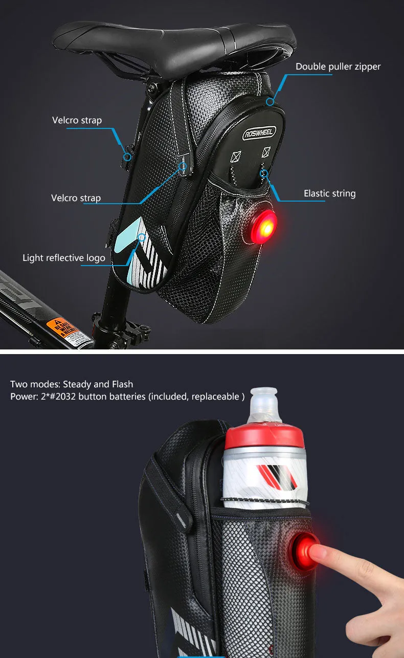 Waterproof Bicycle Saddle Bag With Bicycle Tail Light