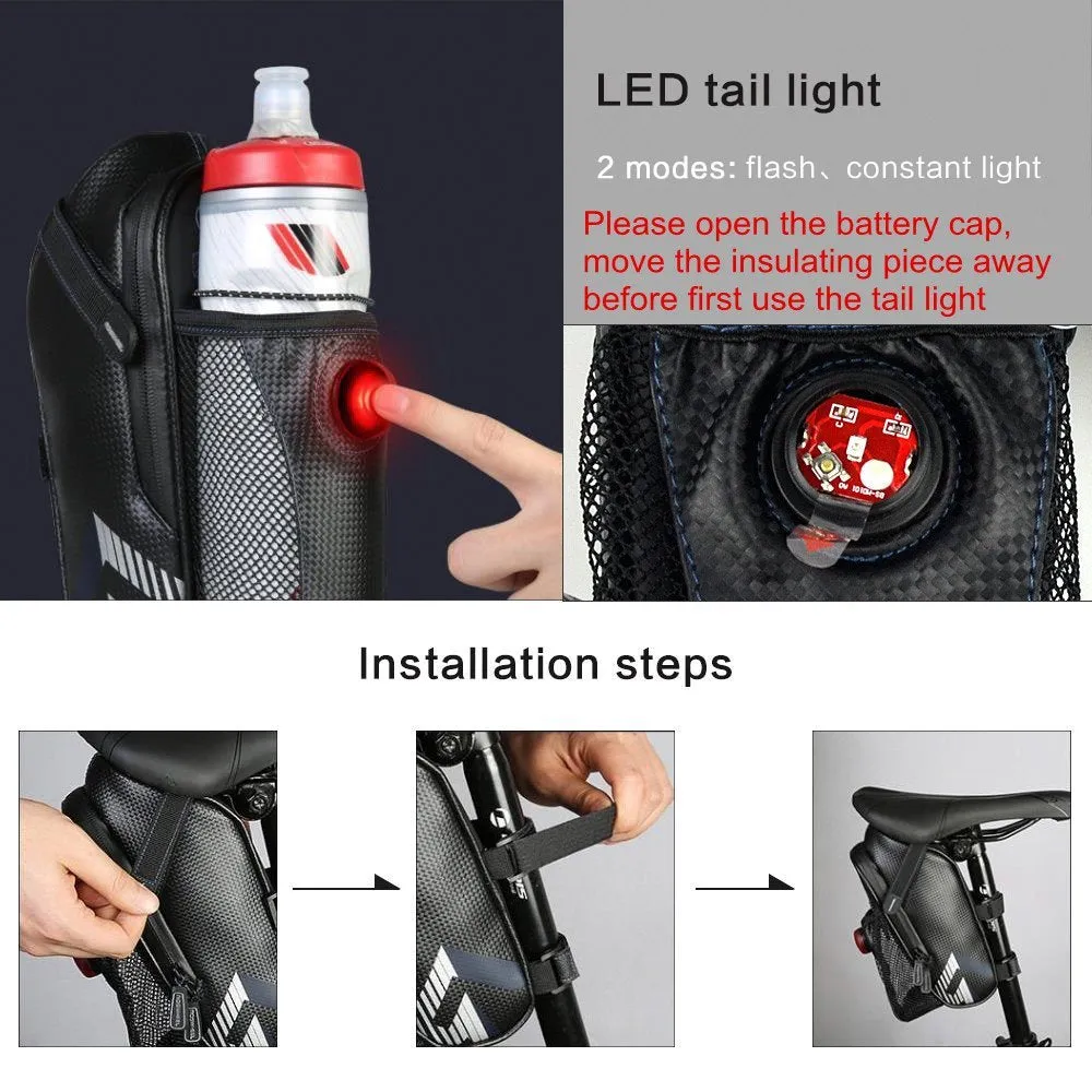 Waterproof Bicycle Saddle Bag With Bicycle Tail Light