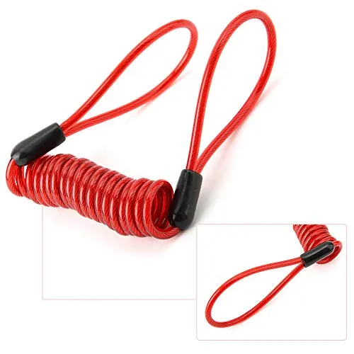 Wire Rope, Anti-Theft Spring Travel Reminder Rope, Motorcycle Disc Lock Spring Reminder for Motorcycles, Scooters, Quad Bikes and Bicycles(Red)