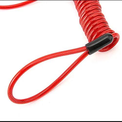 Wire Rope, Anti-Theft Spring Travel Reminder Rope, Motorcycle Disc Lock Spring Reminder for Motorcycles, Scooters, Quad Bikes and Bicycles(Red)