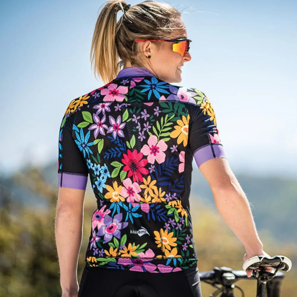 WOMEN'S MENTE CYCLING JERSEY BLACK FLOWERS
